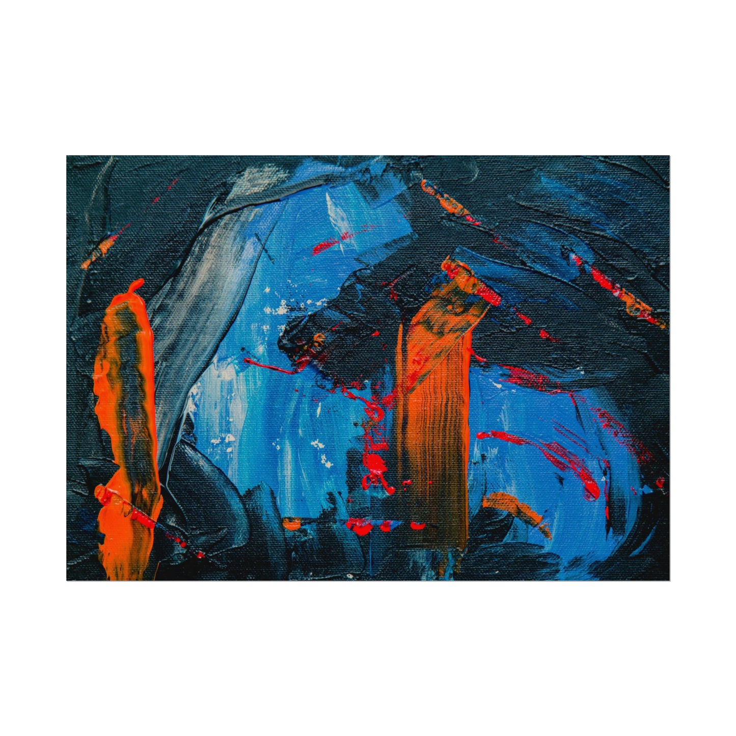 Red and blue splash Rolled Posters