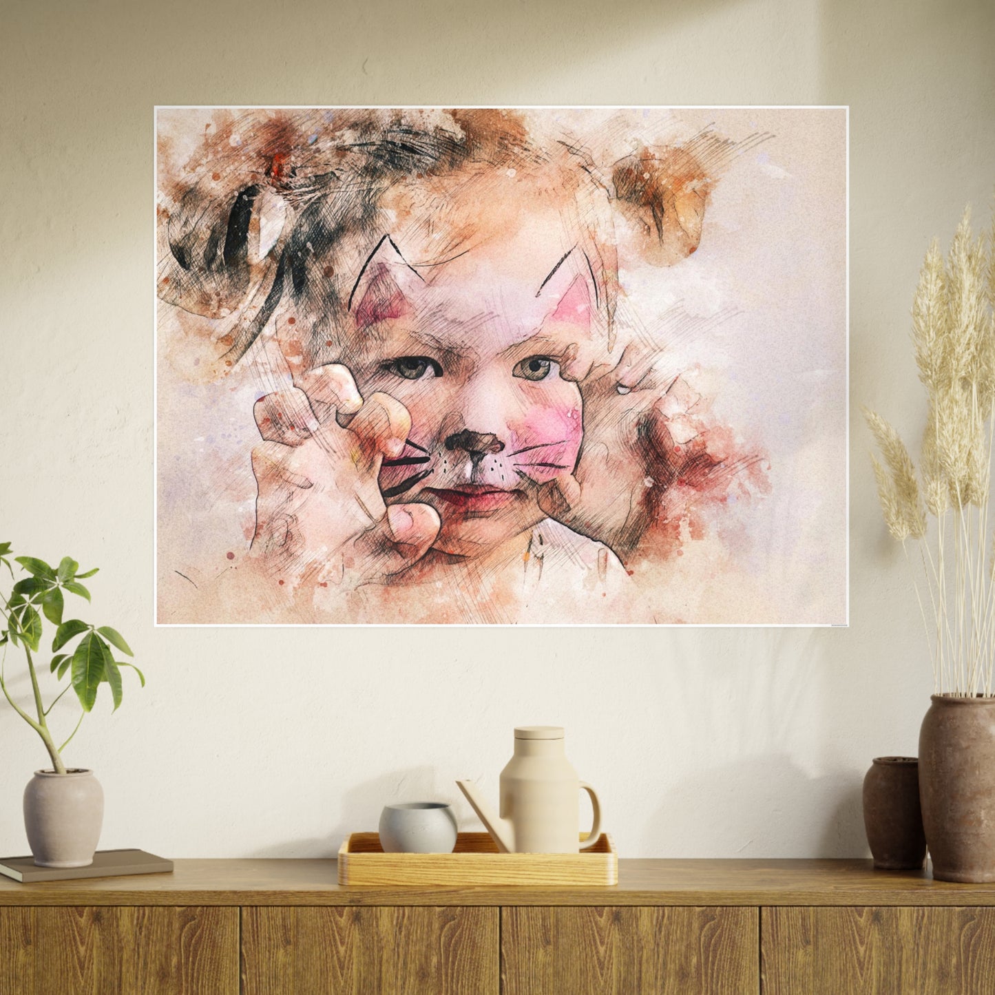 Baby Cat Girl Photo Art Paper Posters