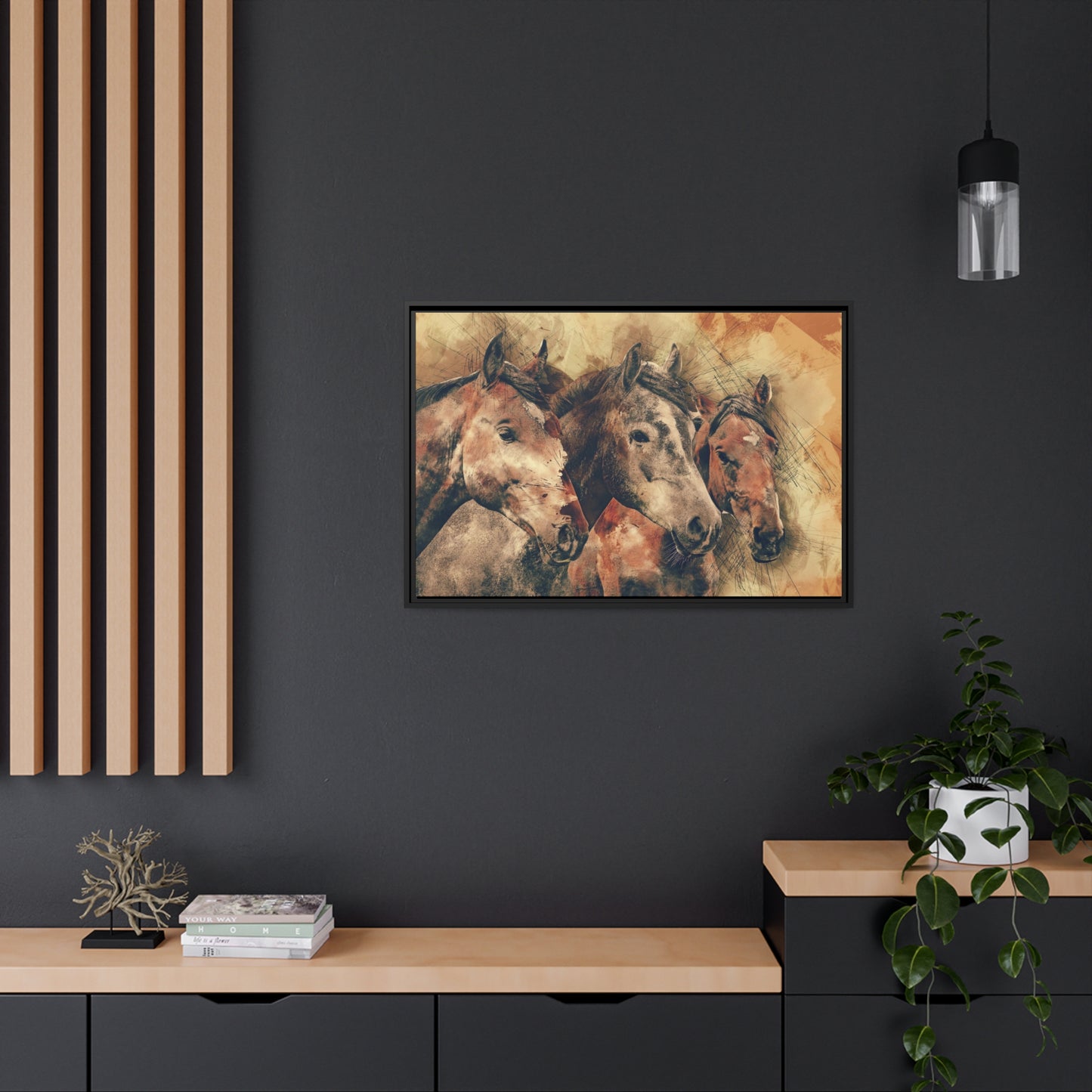 Horses Matte Canvas, Black Frame