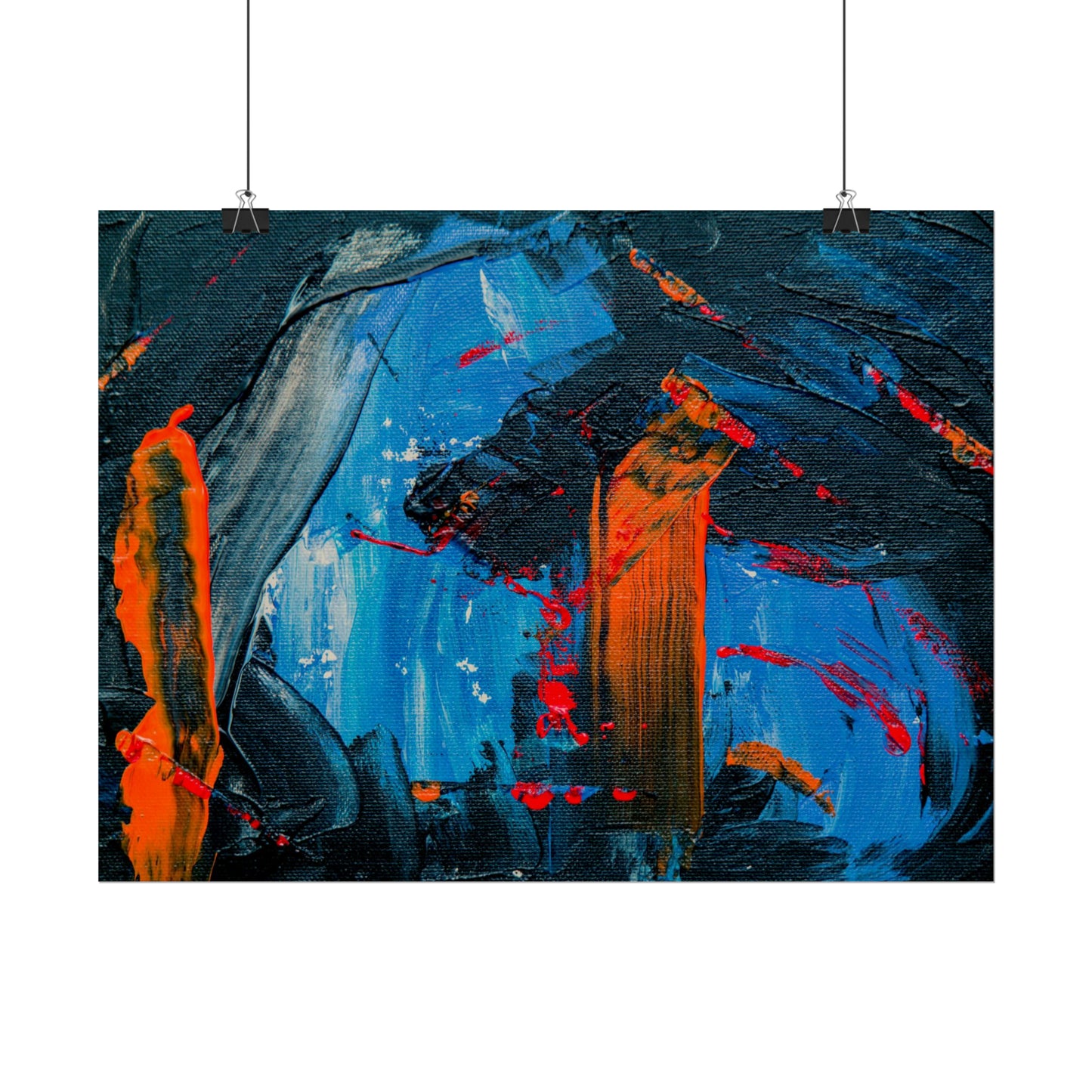 Red and blue splash Rolled Posters