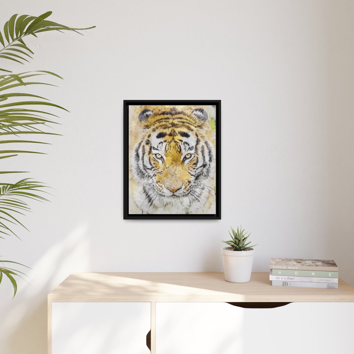 Tiger Matte Canvas, Black Frame