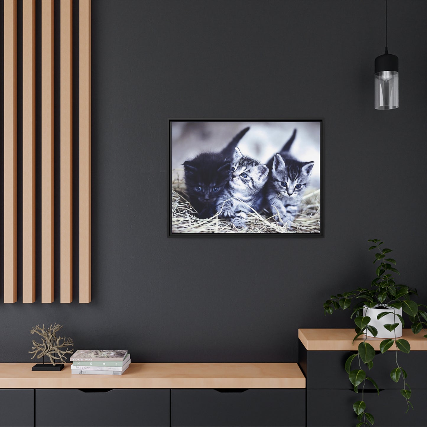 Kitten Matte Canvas, Black Frame
