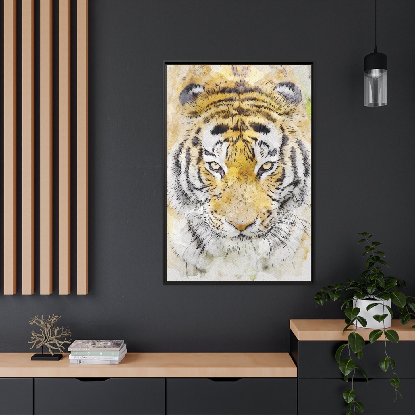 Tiger Matte Canvas, Black Frame