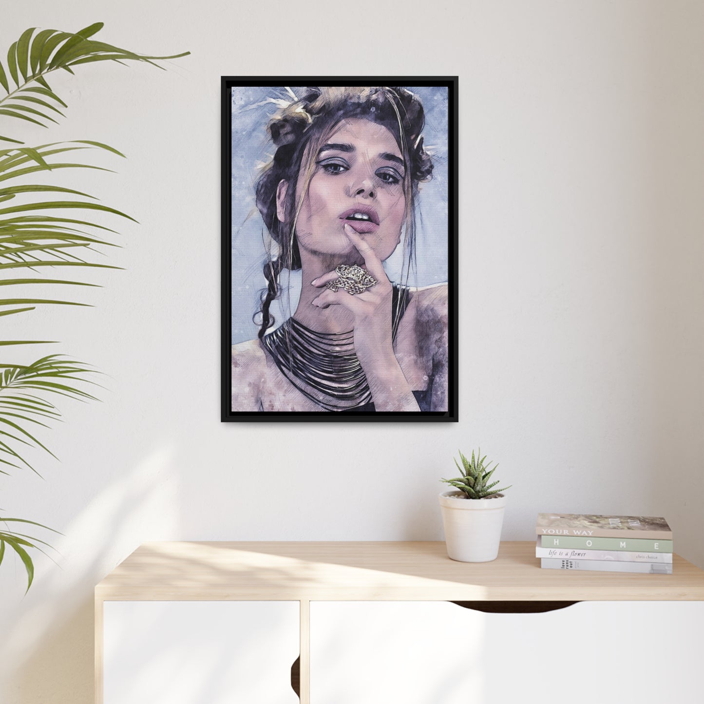 Woman Matte Canvas, Black Frame