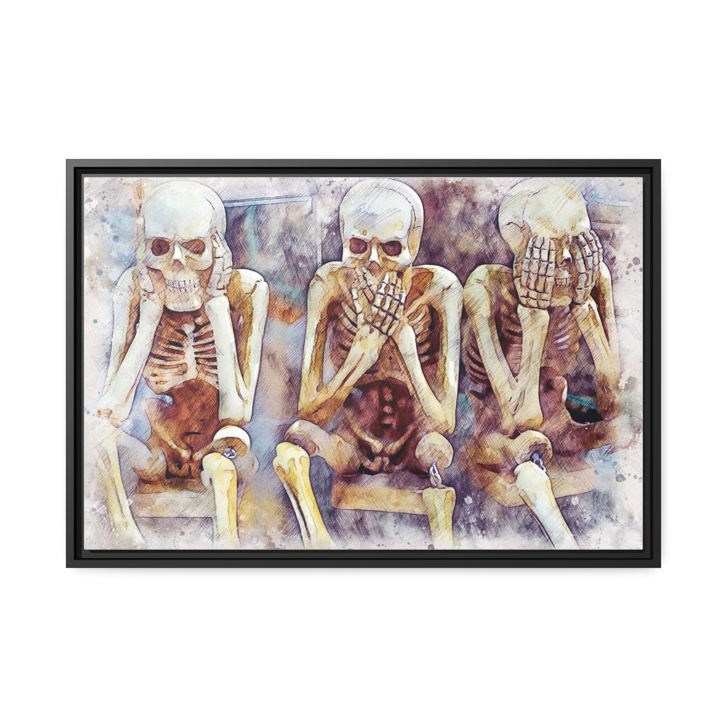 Skeletons Matte Canvas, Black Frame