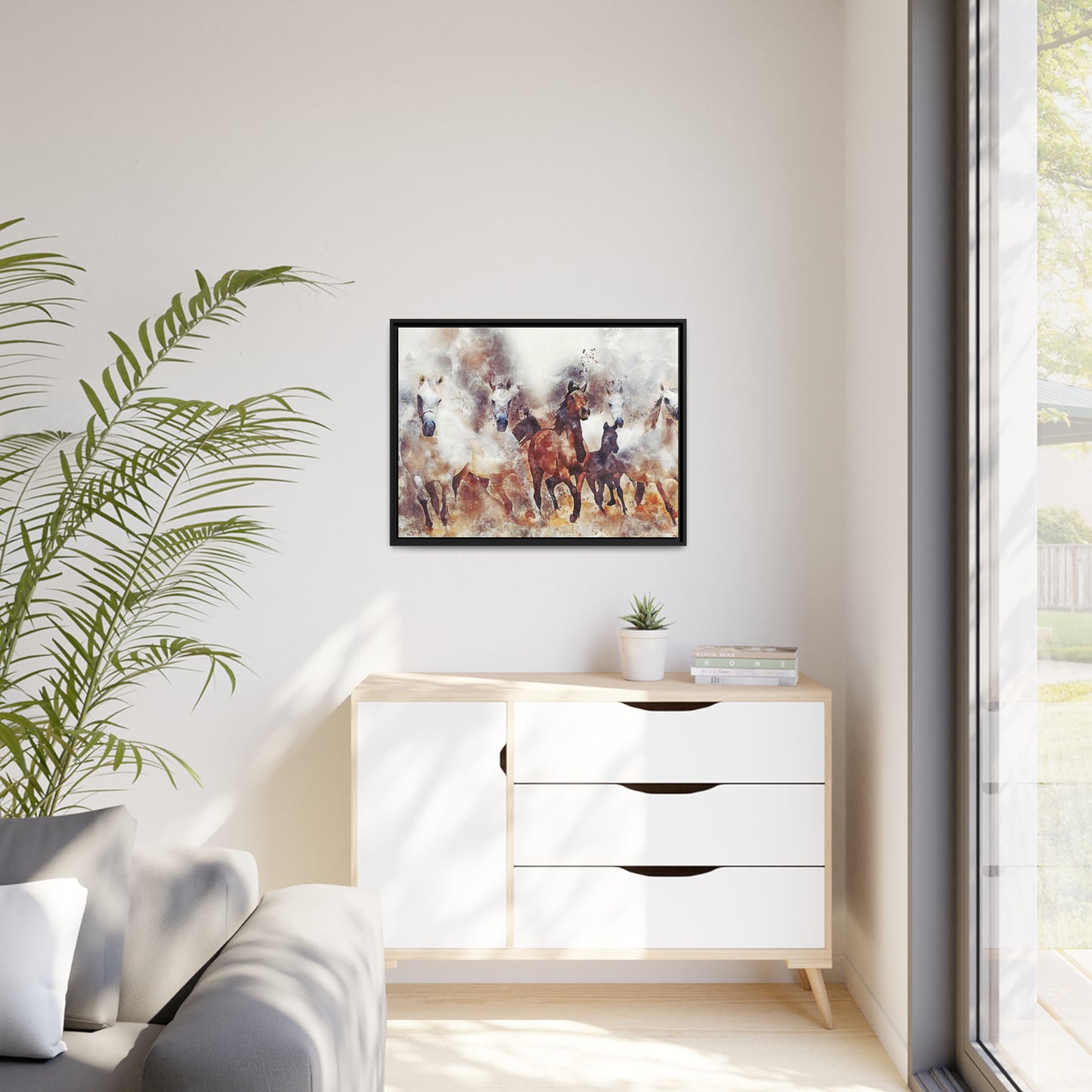 Horses Matte Canvas, Black Frame