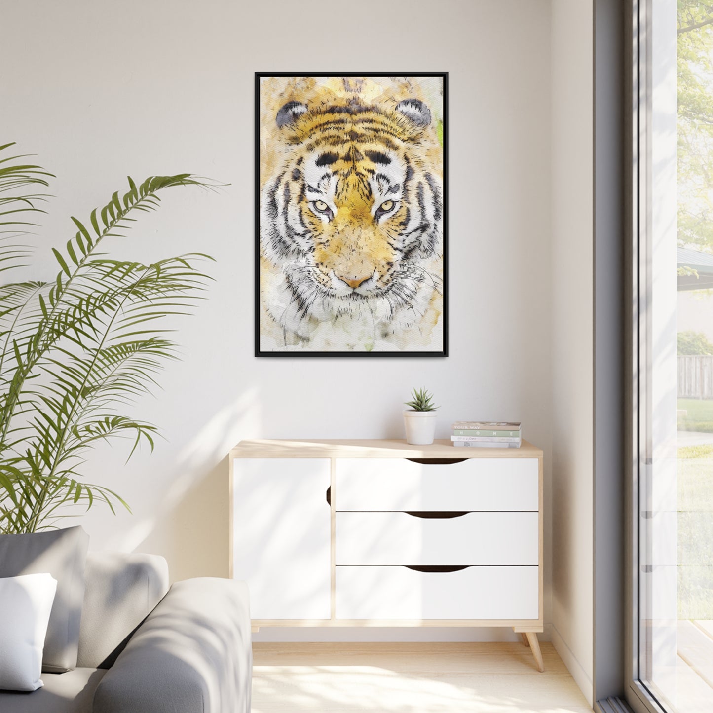 Tiger Matte Canvas, Black Frame