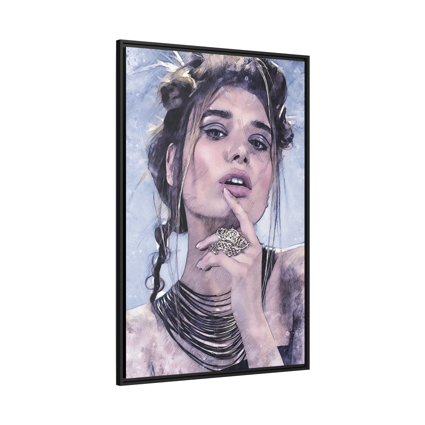 Woman Matte Canvas, Black Frame