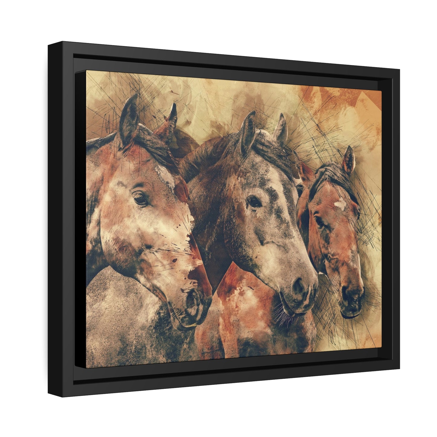 Horses Matte Canvas, Black Frame