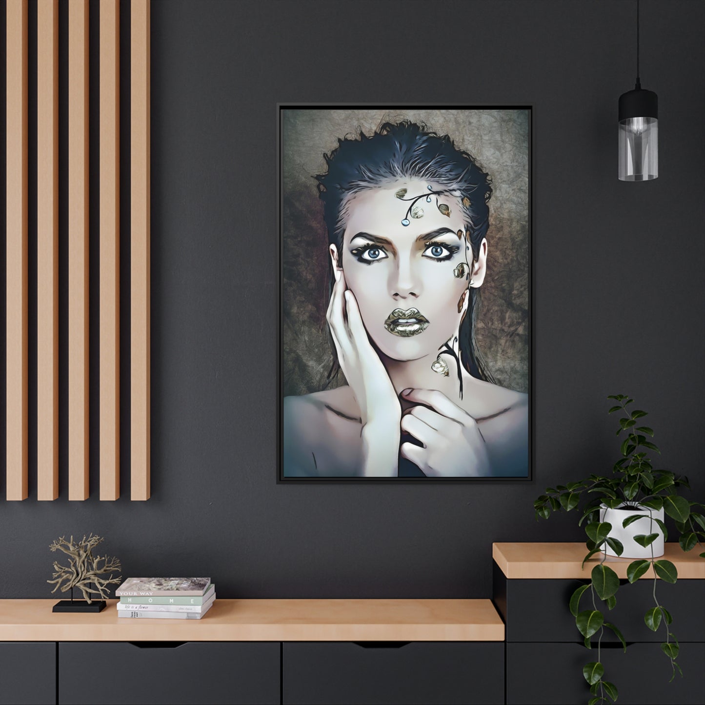 Woman Portrait Matte Canvas, Black Frame