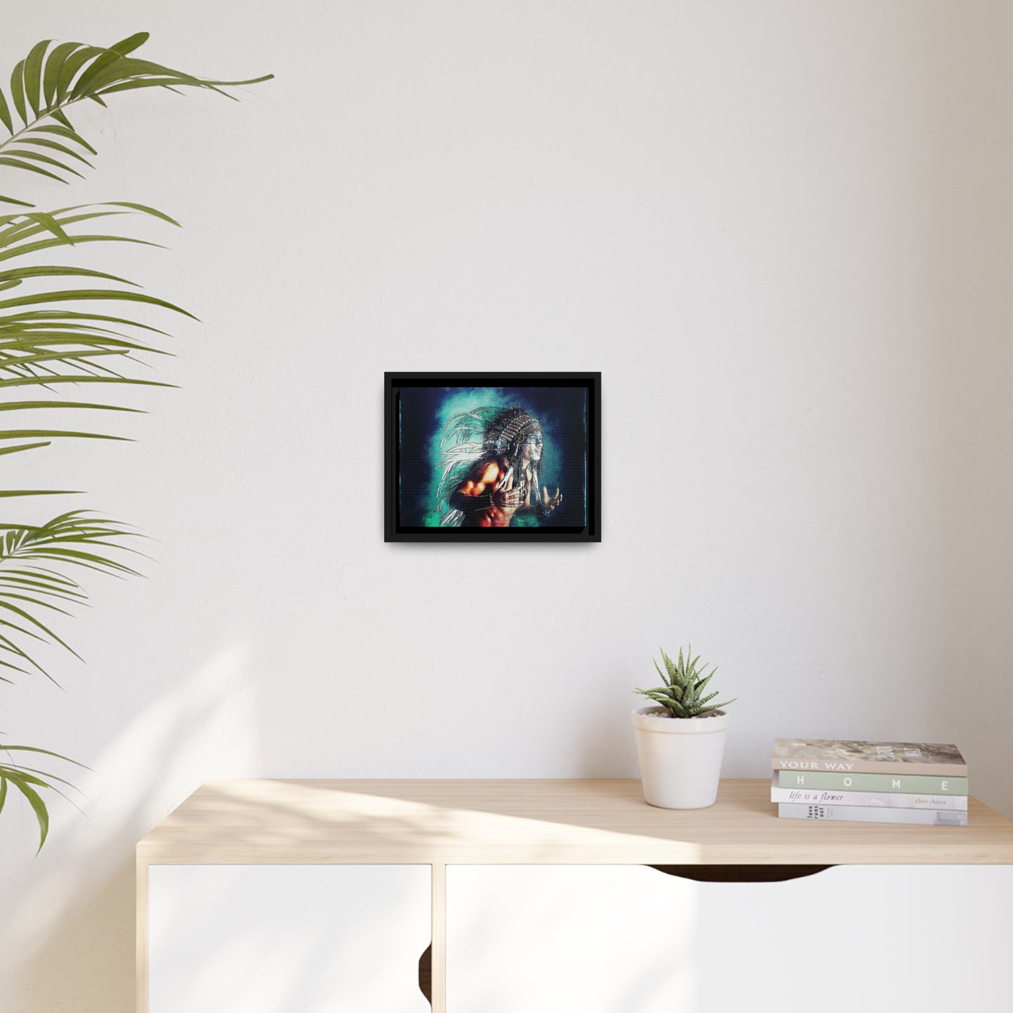 First Nation Man Matte Canvas, Black Frame