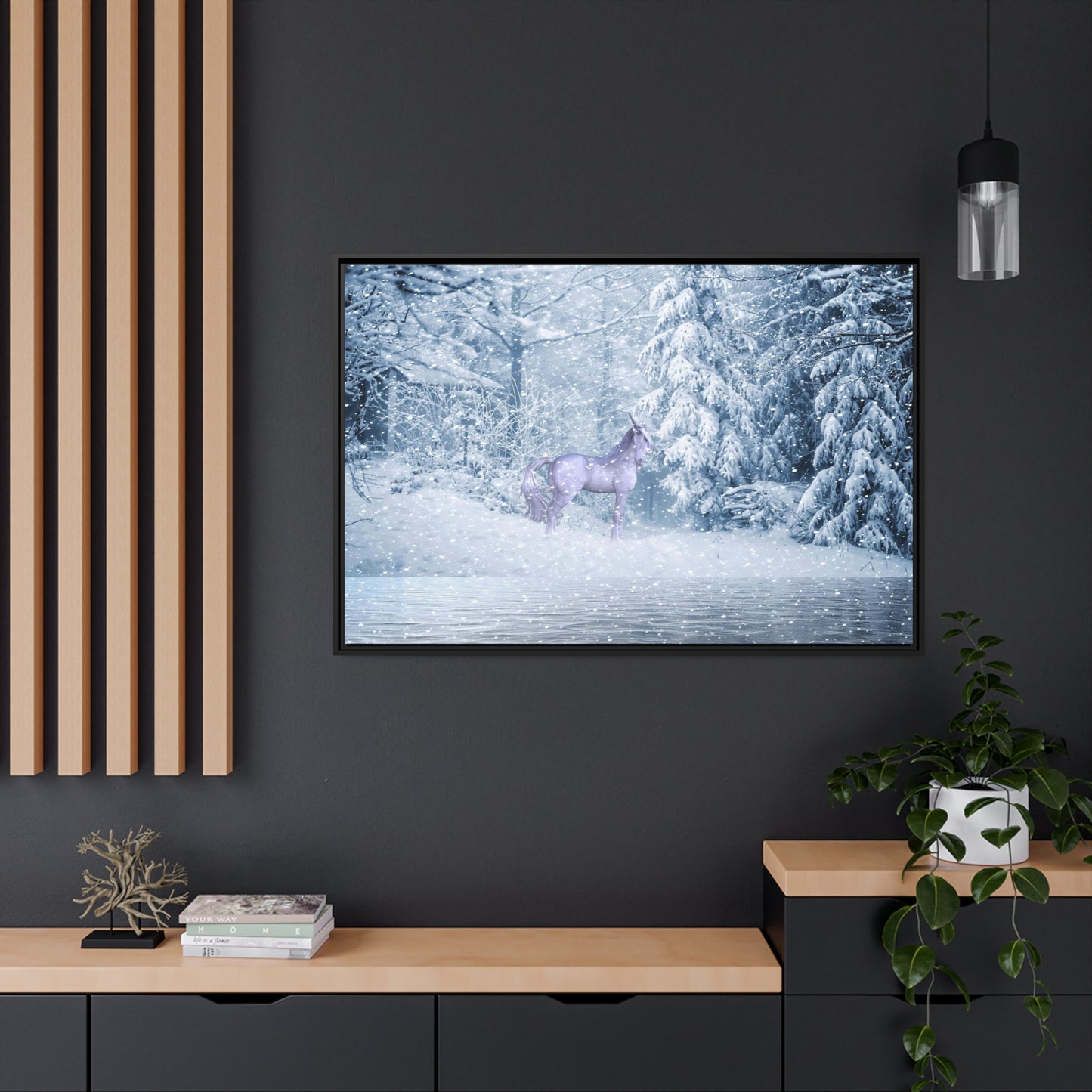 Mystic Unicorn Matte Canvas, Black Frame