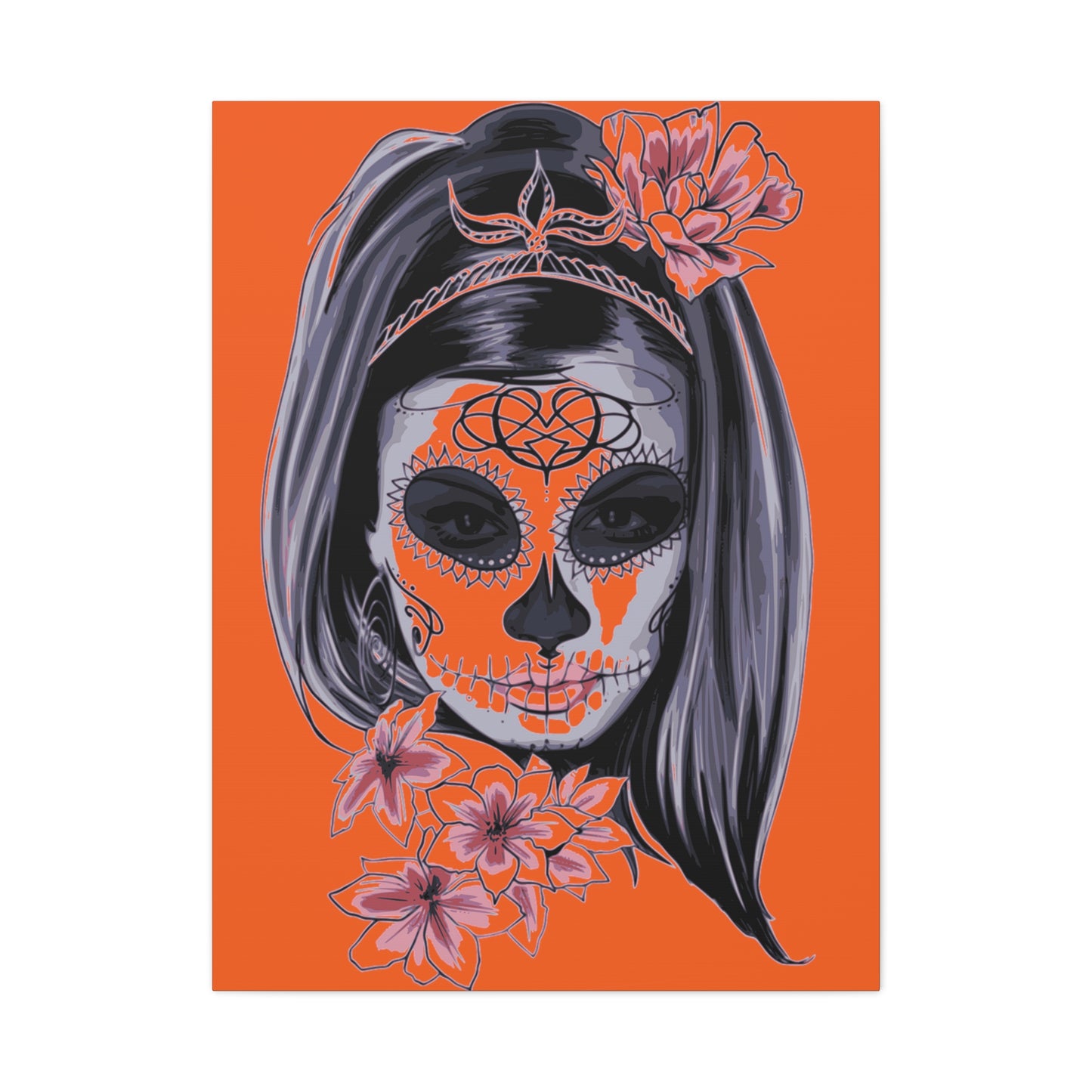 Lady Dead Mask Orange Matte Canvas, Stretched, 1.25"