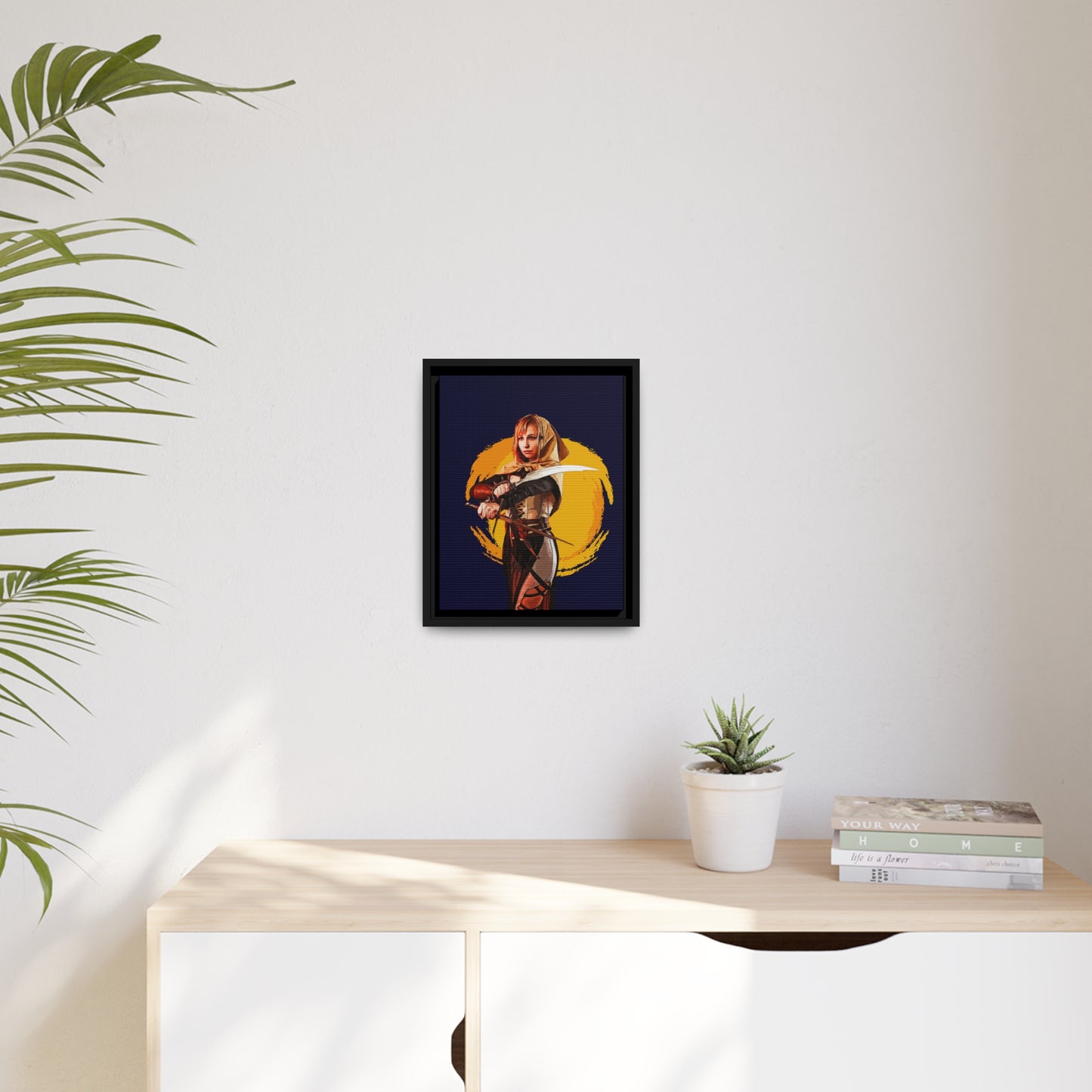 Cosplay Woman Warrior Matte Canvas, Black Frame