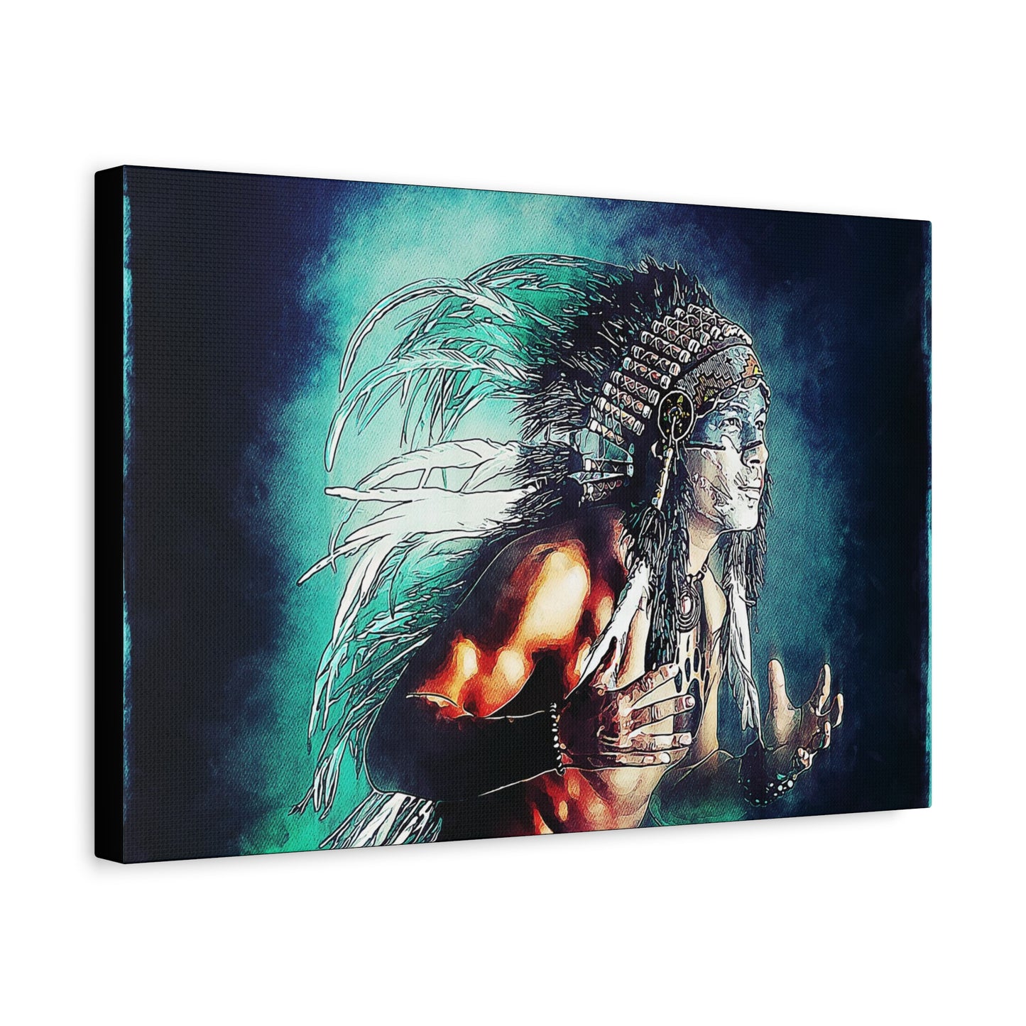 First Nation Man Matte Canvas, Stretched, 1.25"