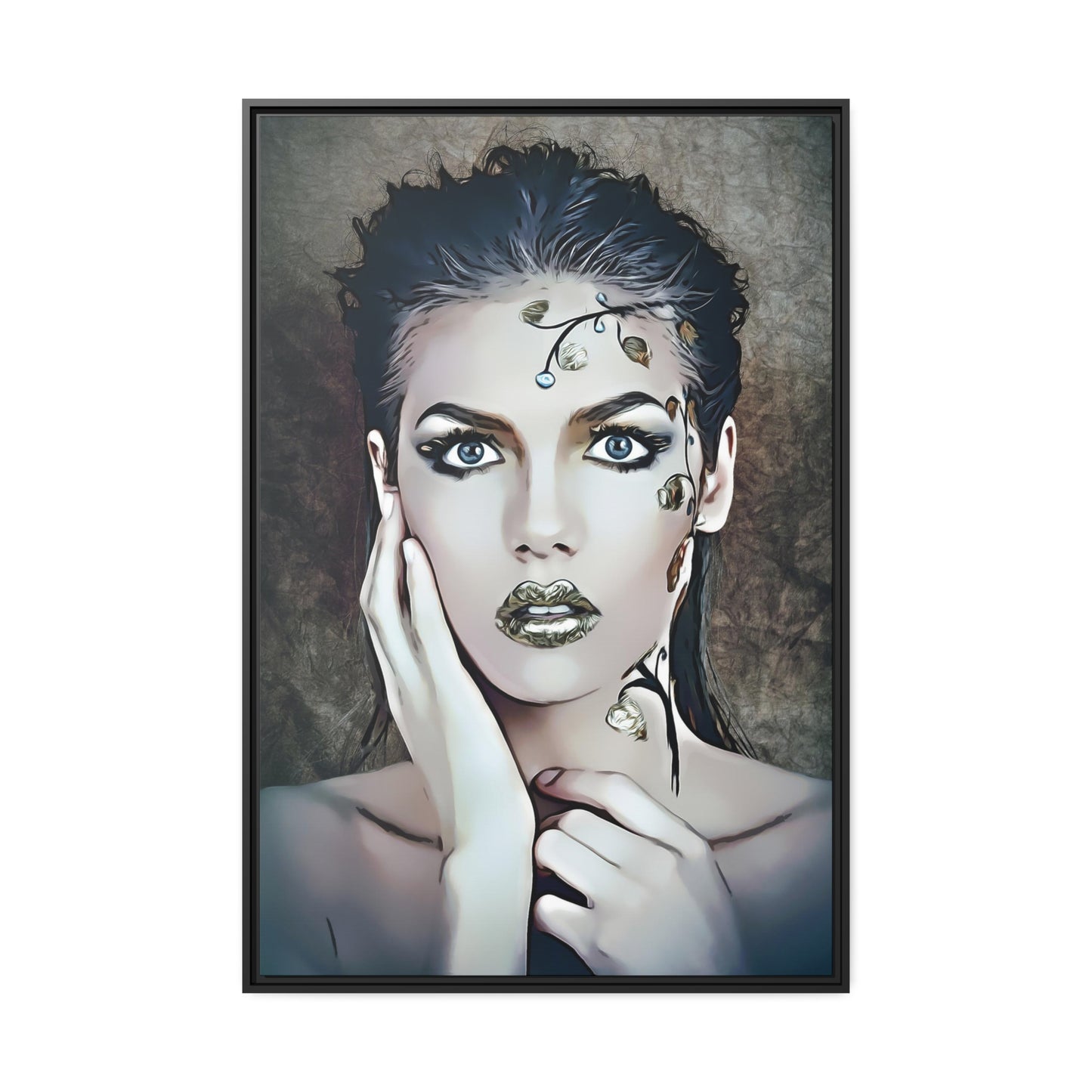 Woman Portrait Matte Canvas, Black Frame