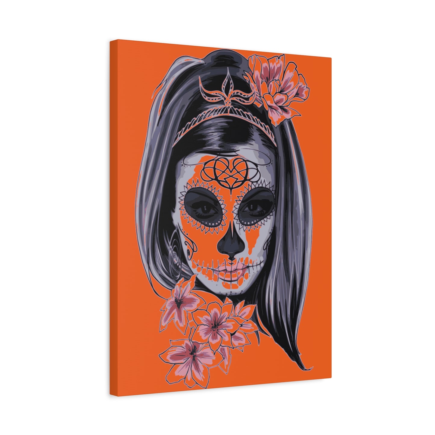 Lady Dead Mask Orange Matte Canvas, Stretched, 1.25"
