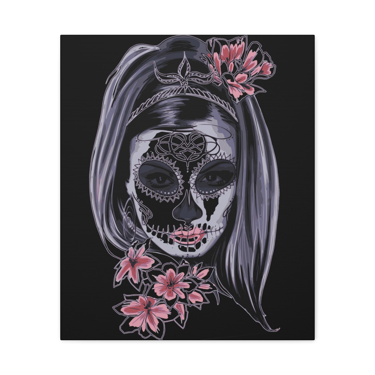 Lady Dead Mask Black Matte Canvas, Stretched, 1.25"
