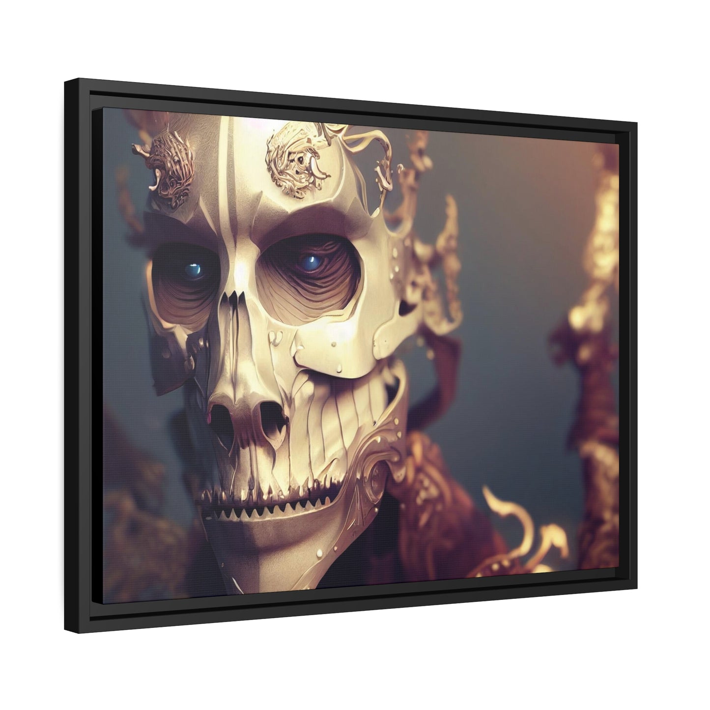 Skull AI Gen Matte Canvas, Black Frame