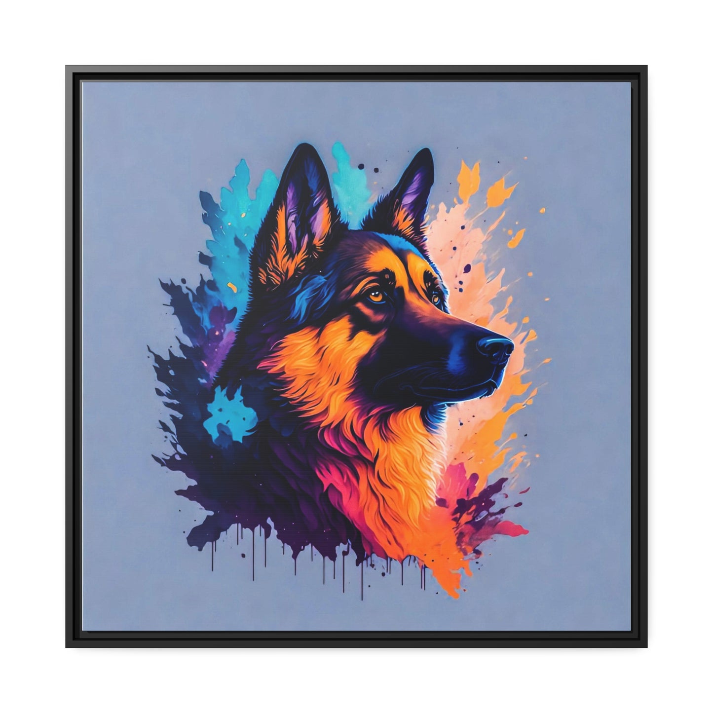 Shepherd Dog Matte Canvas, Black Frame