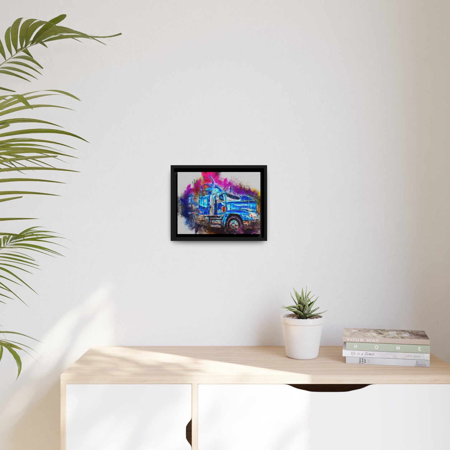 Truck AI Gen Matte Canvas, Black Frame