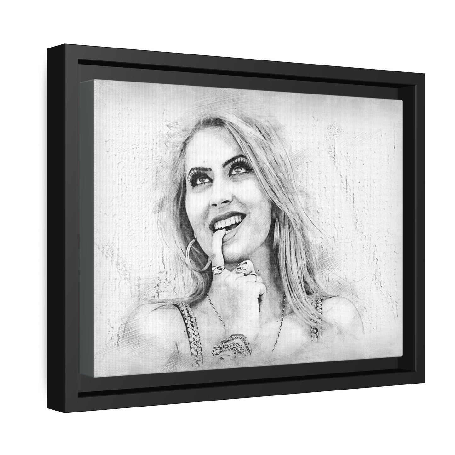 Woman Matte Canvas, Black Frame