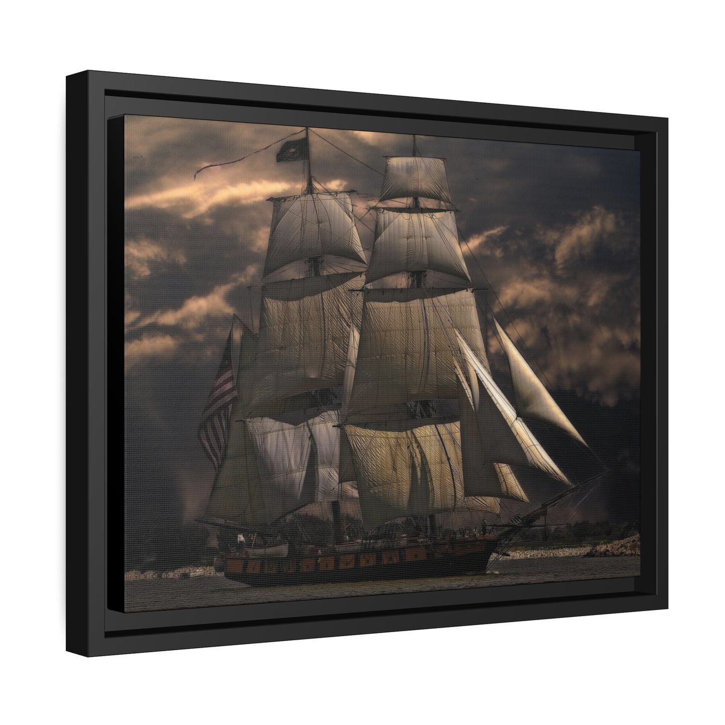 Sailing Ship Matte Canvas, Black Frame