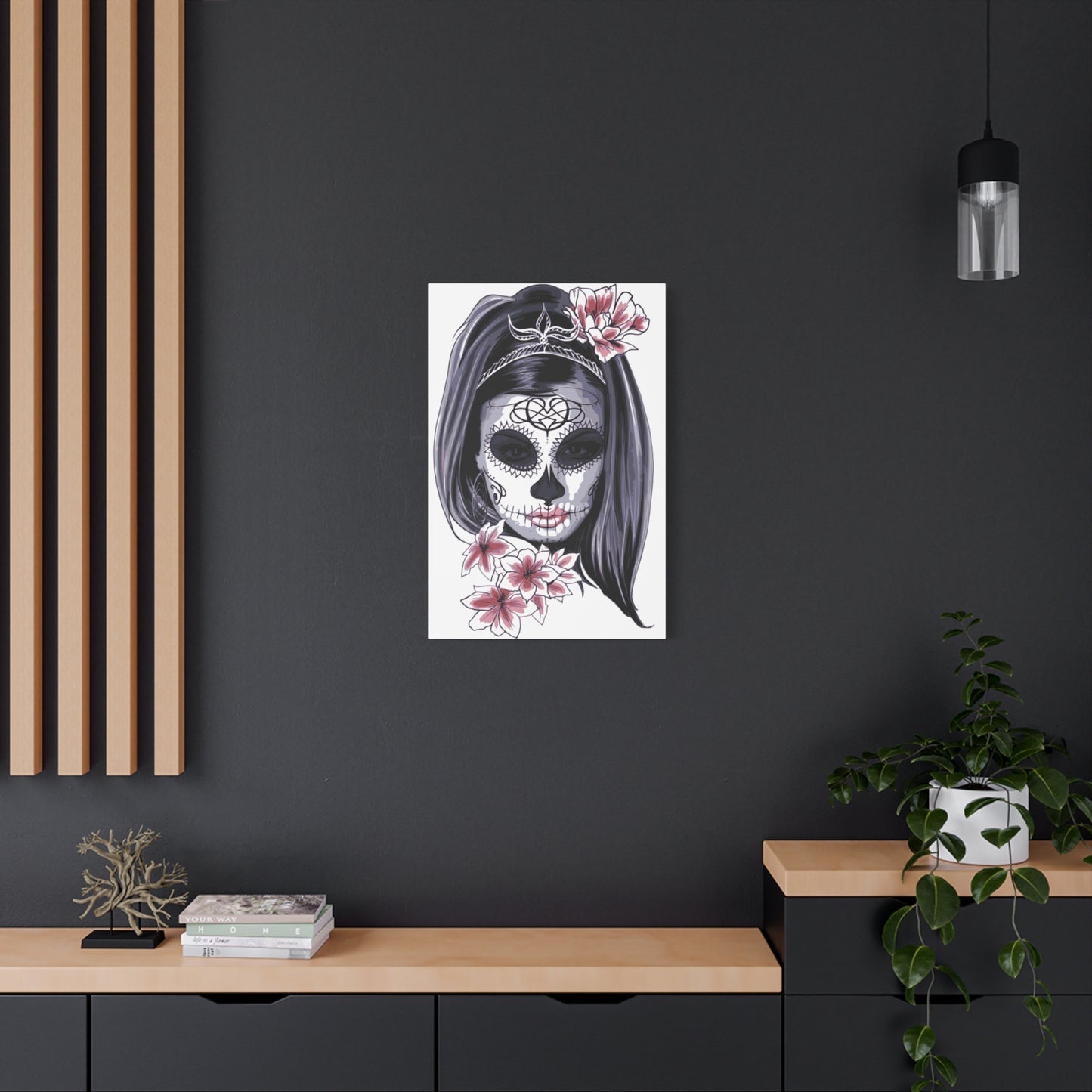 Lady Dead Mask White Matte Canvas, Stretched, 1.25"