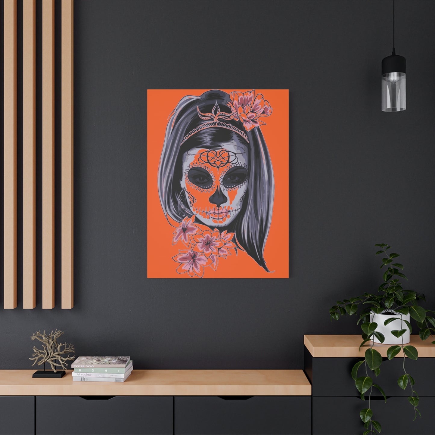 Lady Dead Mask Orange Matte Canvas, Stretched, 1.25"