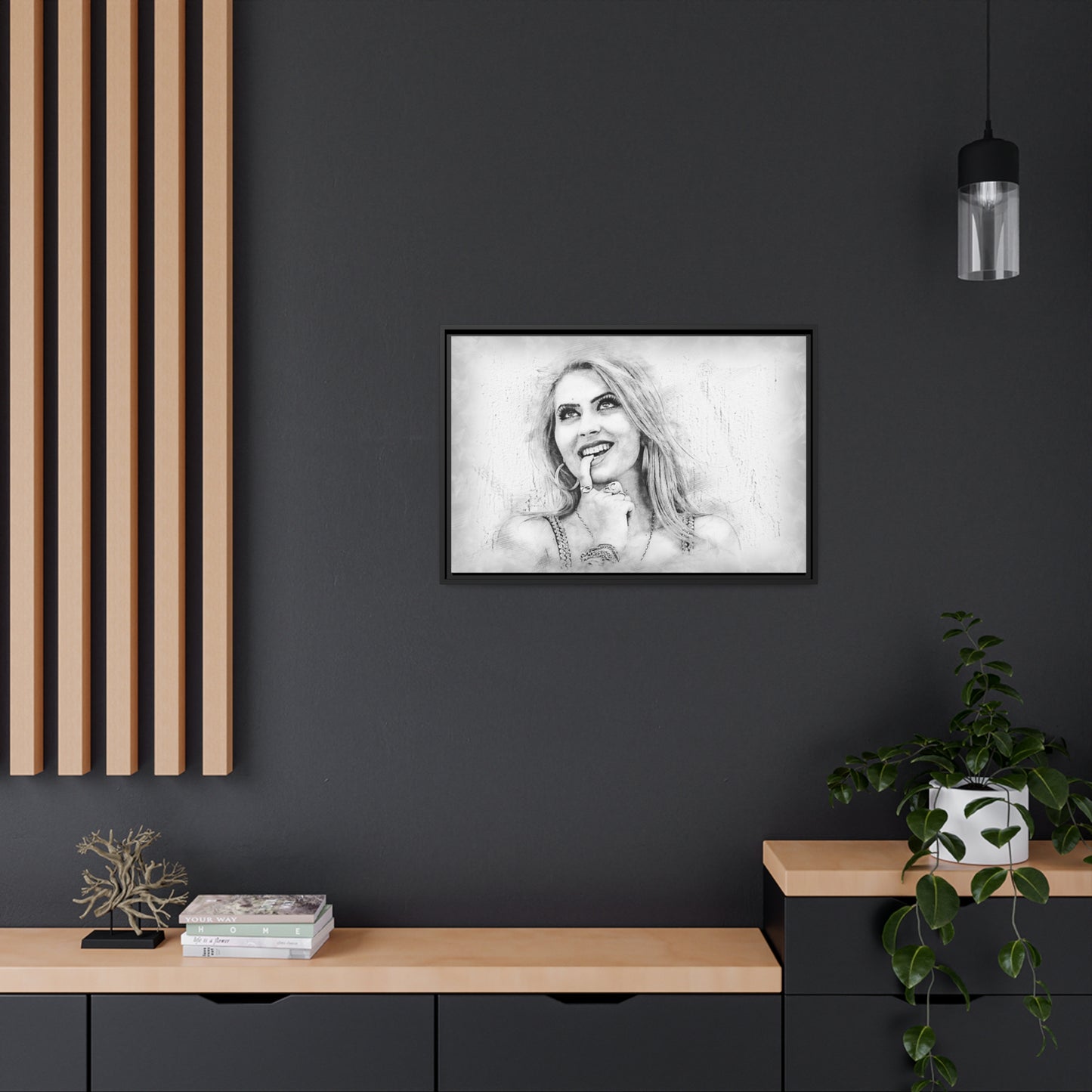 Woman Matte Canvas, Black Frame
