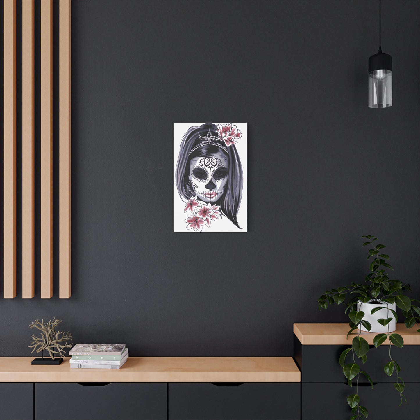 Lady Dead Mask White Matte Canvas, Stretched, 1.25"