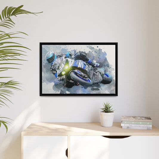 Motorcycle Race Matte Canvas, Black Frame
