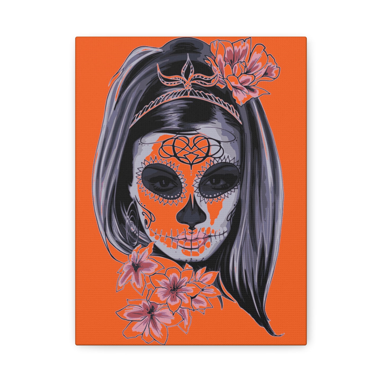 Lady Dead Mask Orange Matte Canvas, Stretched, 1.25"