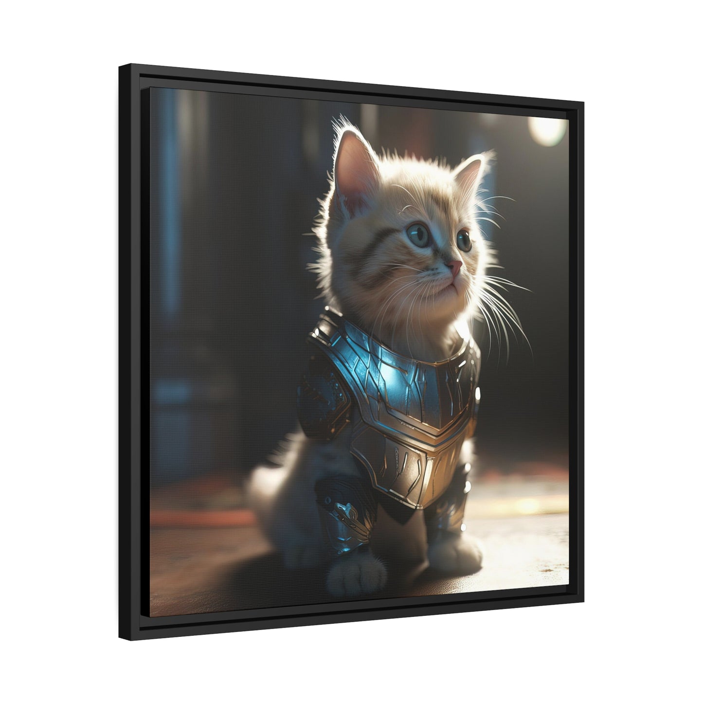 Thunder Kitten Matte Canvas, Black Frame