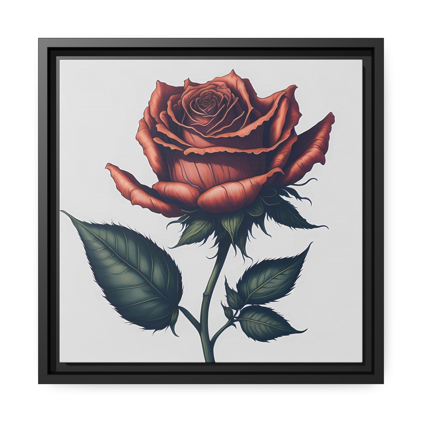Rose AI Gen Matte Canvas, Black Frame