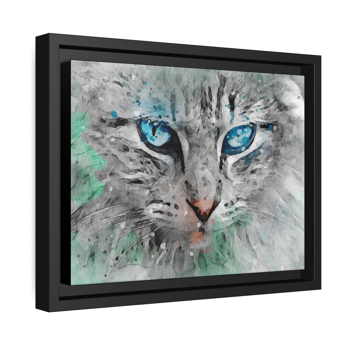 Cat Matte Canvas, Black Frame