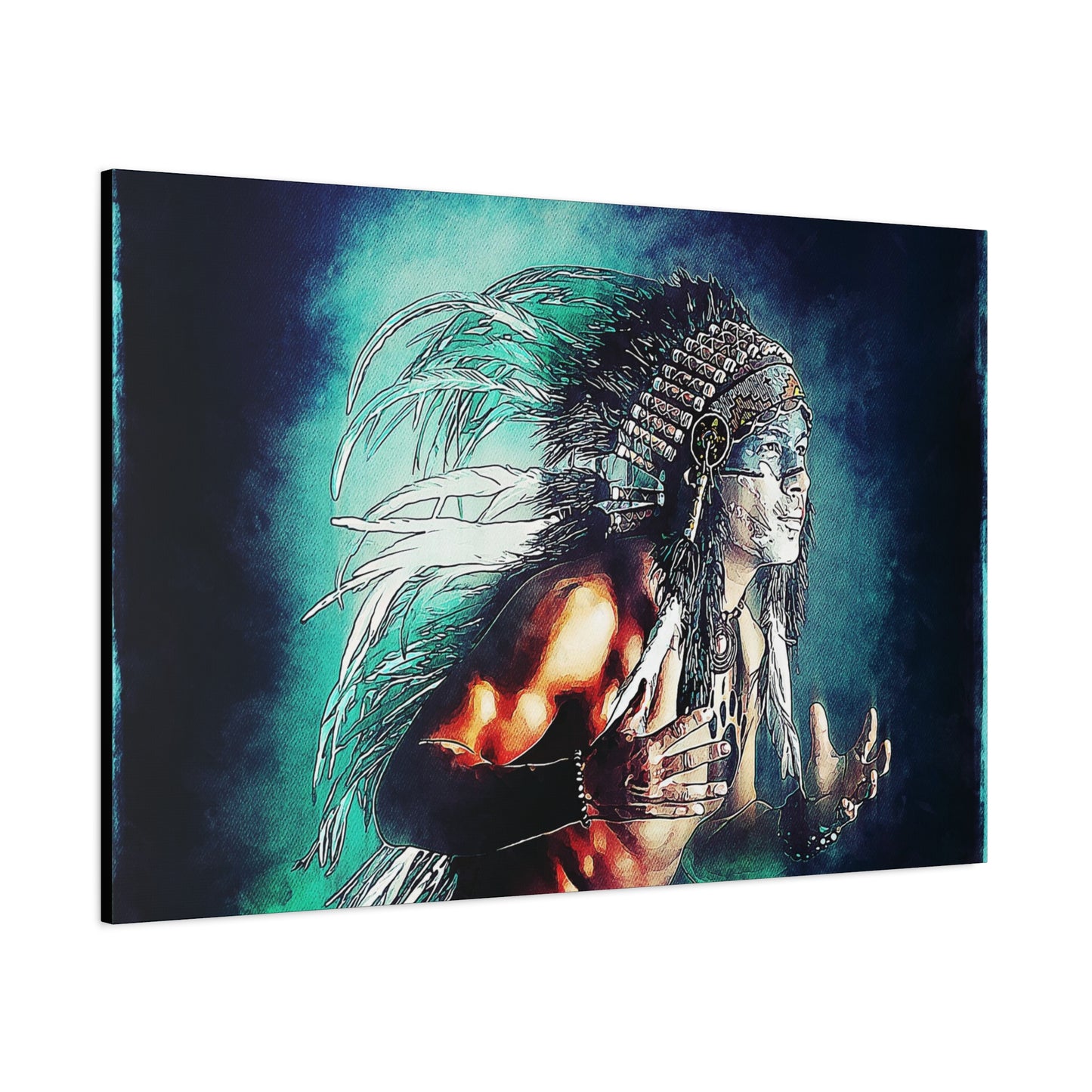 First Nation Man Matte Canvas, Stretched, 1.25"