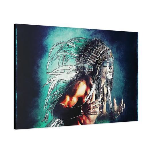 First Nation Man Matte Canvas, Stretched, 1.25"