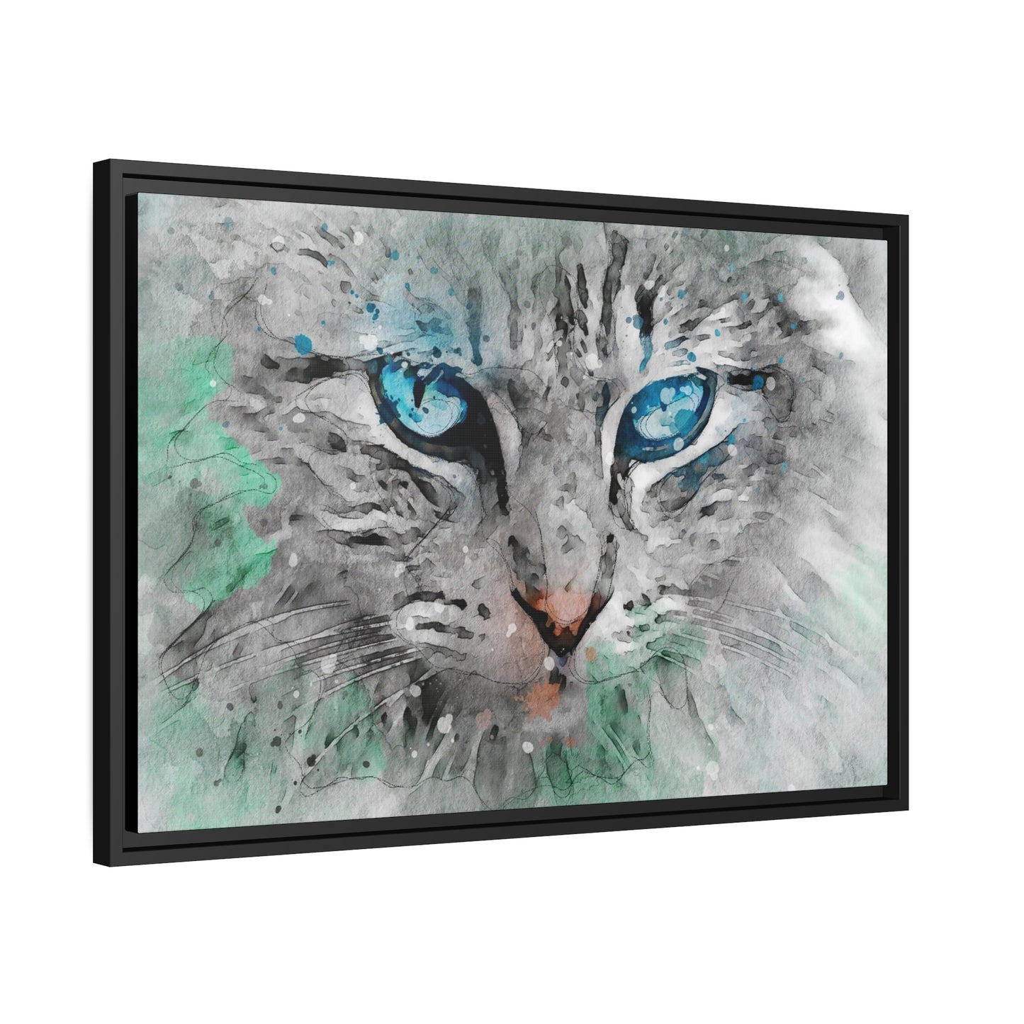 Cat Matte Canvas, Black Frame