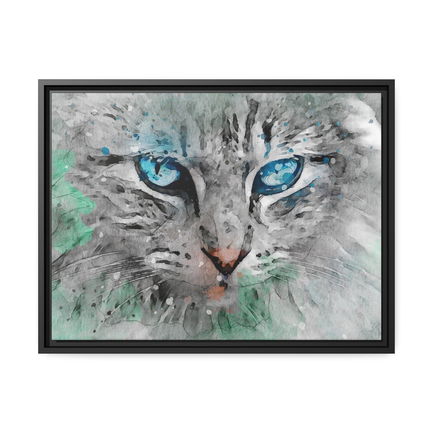 Cat Matte Canvas, Black Frame