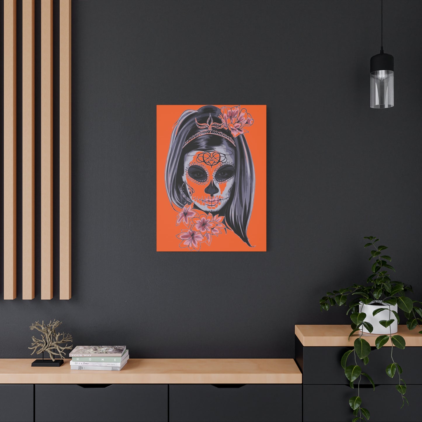 Lady Dead Mask Orange Matte Canvas, Stretched, 1.25"