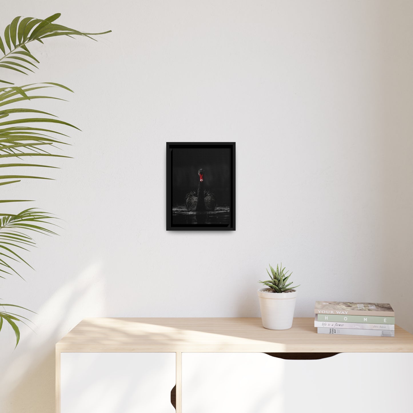 Black Swan Matte Canvas, Black Frame