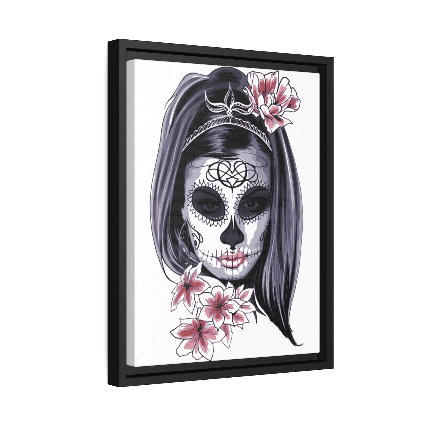 Lady Dead Mask White Matte Canvas, Black Frame