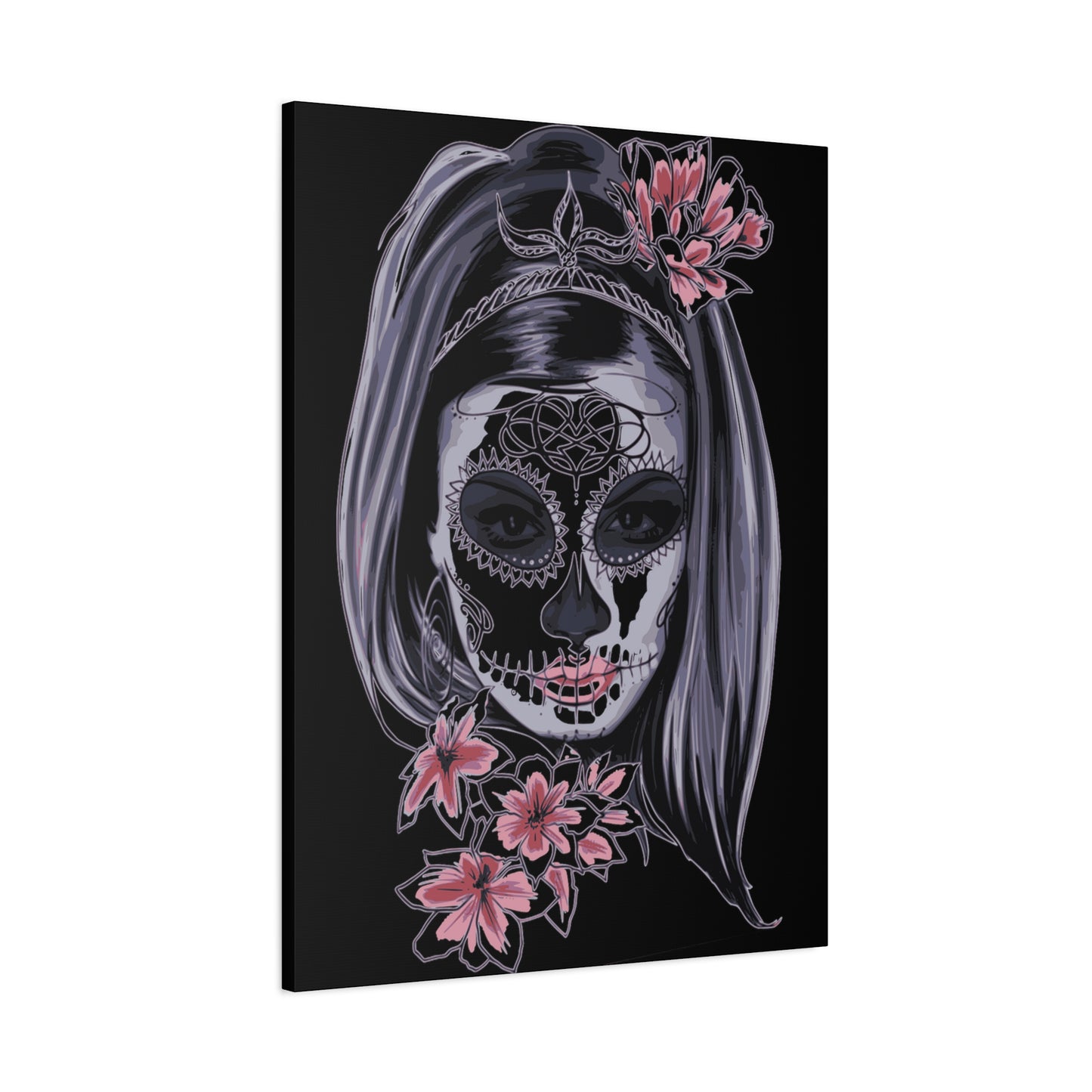 Lady Dead Mask Black Matte Canvas, Stretched, 1.25"