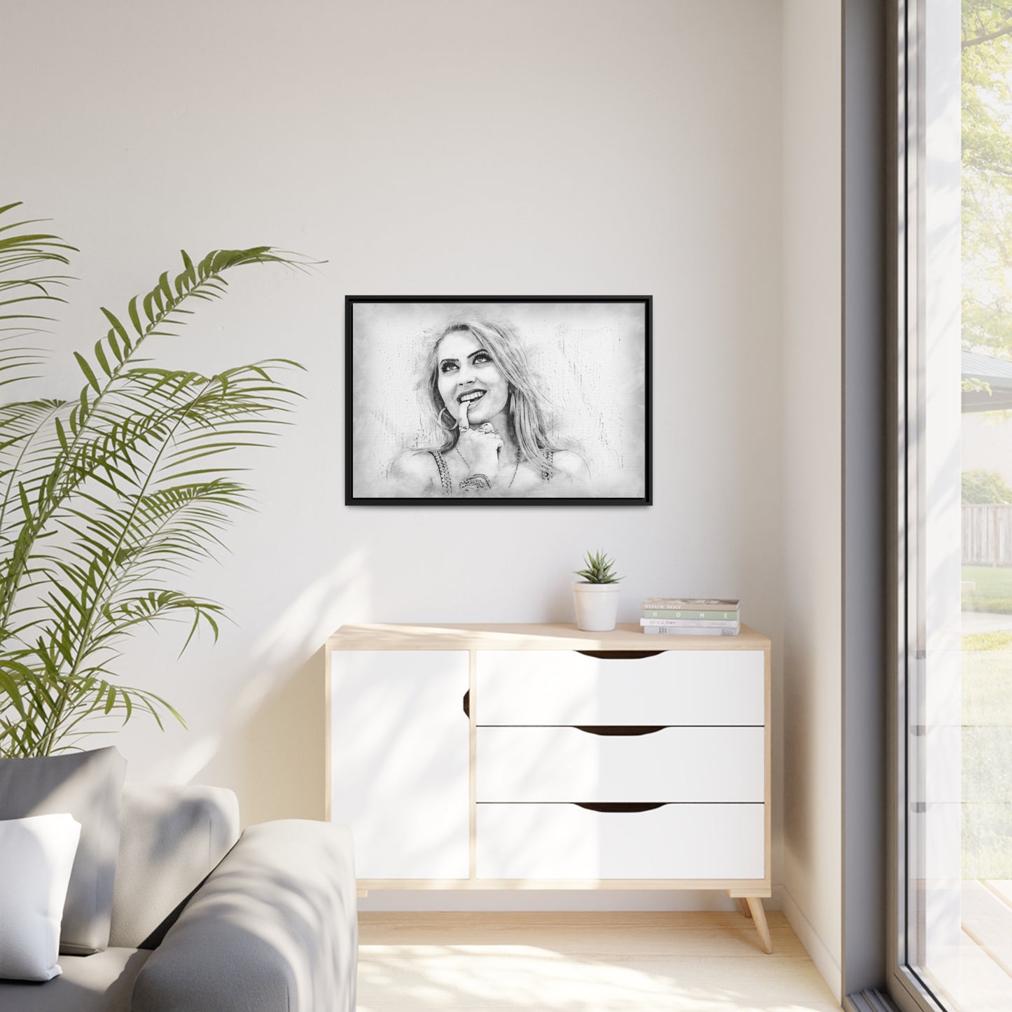 Woman Matte Canvas, Black Frame