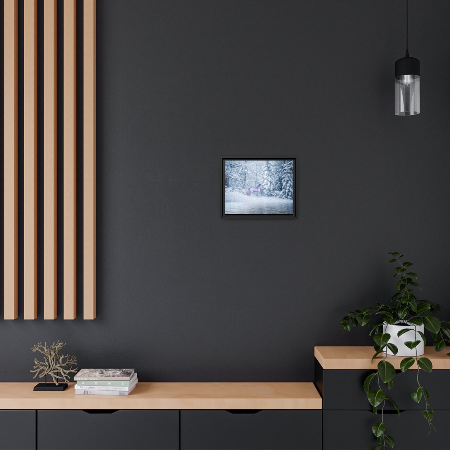 Mystic Unicorn Matte Canvas, Black Frame