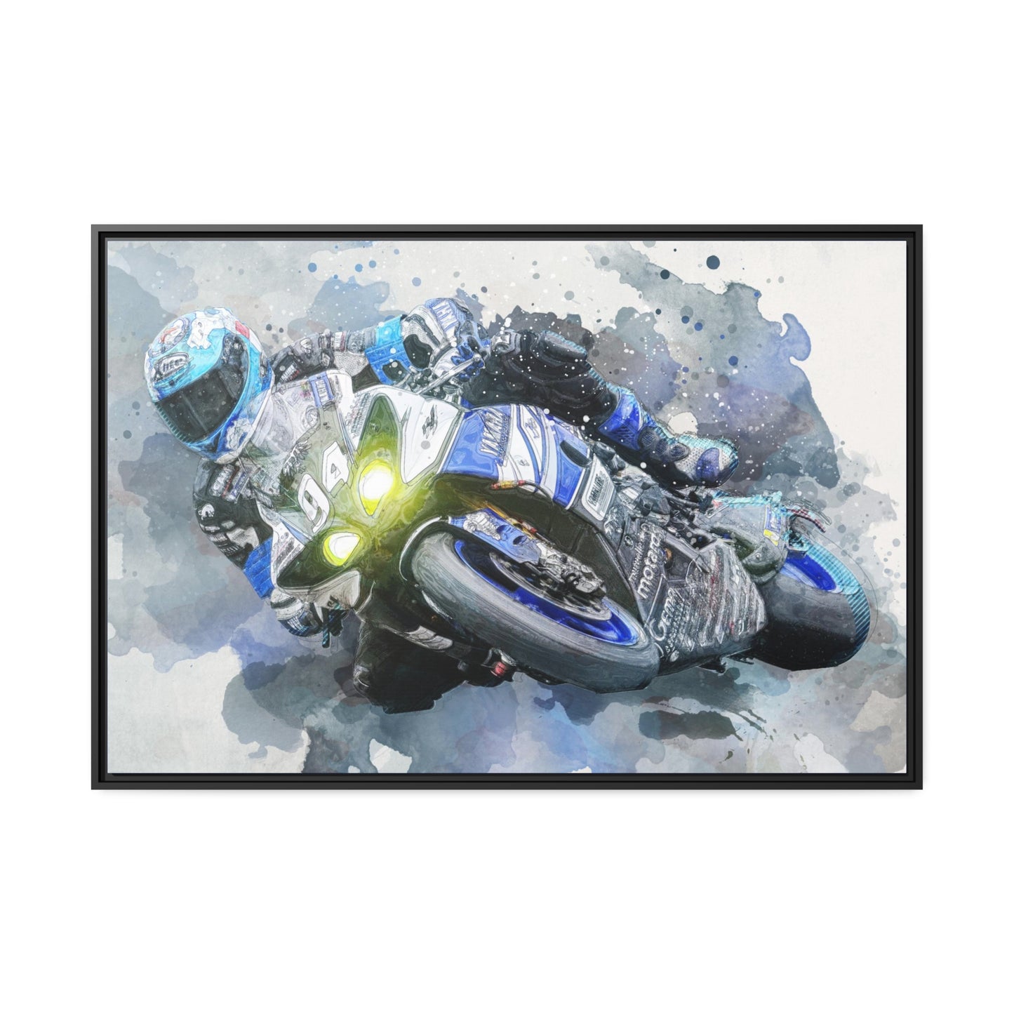 Motorcycle Race Matte Canvas, Black Frame
