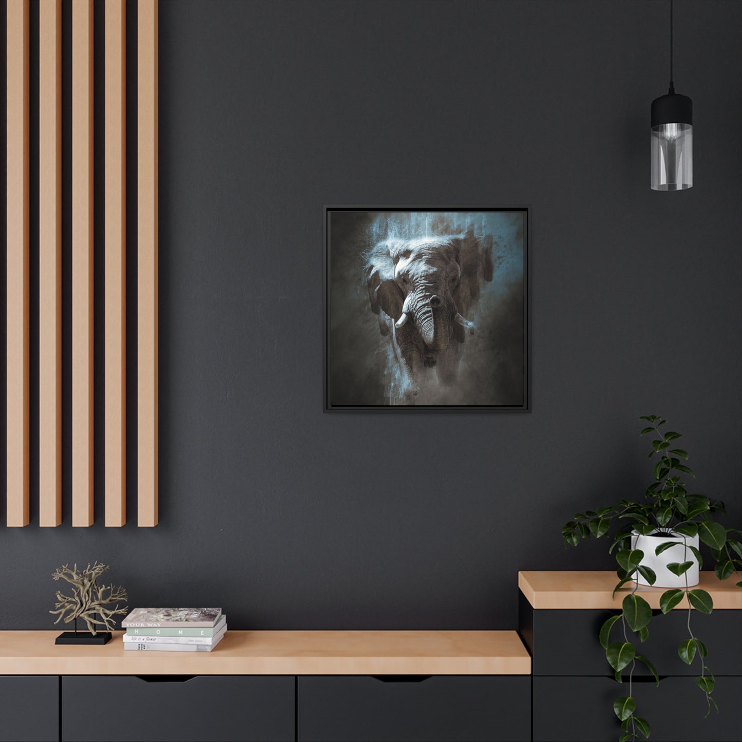 Elephant AI Gen Matte Canvas, Black Frame