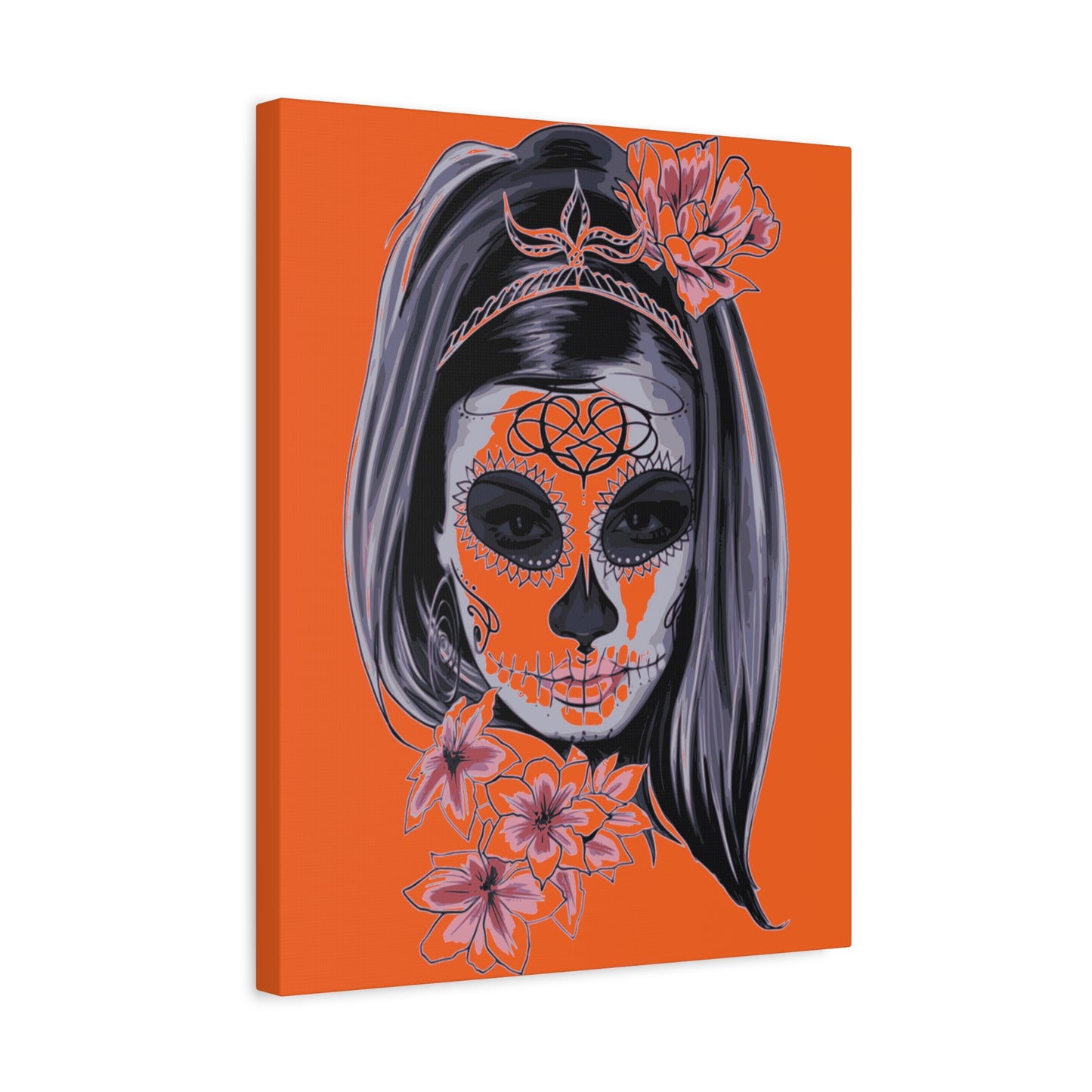 Lady Dead Mask Orange Matte Canvas, Stretched, 1.25"