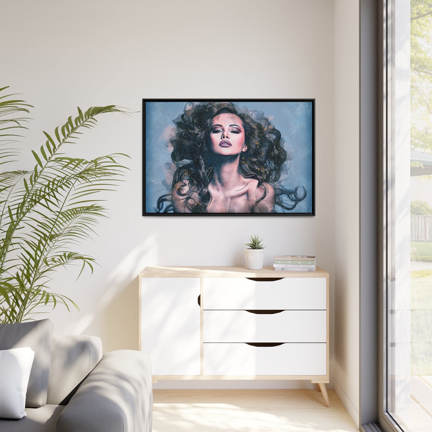Woman Matte Canvas, Black Frame